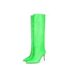 Boots Women's Autumn Pointed Ultra-high Heel Fluorescent Green Stone 34-45 High Tube Size 43 Women Shoes