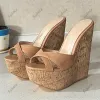 Sukeia Handmade Women Summer Plateforme Mules Sandals Corèges High Talons Round Toe Gold Nude Party Shoes Ladies US plus taille 4-16