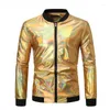 Giacche da uomo Shiny Gold Metallic Mens and Coats 2024 Spring Up Giacca da baseball Long Baseball Party Stage Bamber