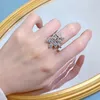 Cluster Rings Springlady Solid 925 Sterling Silver Flower White Sapphire Gemstone Ring For Women Wedding Party Jycken Storlek 5-9