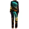 Dames slaapkleding Desert Sun Pyjamas Abstract Art Print Kawaii Pyjama Sets vrouwelijke lange mouw casual 4xl 5xl 6xl