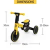 Wózki# Imbaby Baby Tricycle 4 w 1 składany wózek dziecięcy Równowaga Rower Kick Scooter Portable Childrens Walkier Walking Car T240509