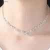 Kolczyki naszyjnik 206 luksusowy pojedynczy pusty naszyjnik z podwójnym sercem Wykwintowany kryształowy łańcuch wisienia naszyjnik damski zestaw biżuterii ślubnej xw