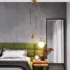 Modern Golden Glass Ball Pendant Lamps Fixture Lumtaire Lift Hanging Lights Bedroom Decoration Lighting Bedside Living Room