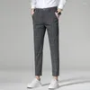 Pantaloni maschili primaverili e estivi lavoro allungamento anlkle lunghezza uomo in cotone sottile grigio grigio chiaro maschio marchio pantalone 38 38
