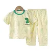 Pyjama 2024 Neue Kinder Kurzarm Set Pure Cotton Summer Jungen T-Shirt Girls Home Kleidung Baby Pyjamas Kinderkleidung Clothingl2405