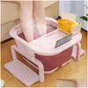 Bathroom Sinks Foldable Foot Tub Portable Spa Pedicure Buckets Water Mas Bath Soak Feet Container Thick Sturdy Plastic Basin Drop De Dhzpn