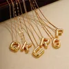 Anhänger Halskette A-Z Gold Farbe Chunky Alphabet Ballon Blase Initiale Buchstabe Halskette für Frauen Männer Charme Kragen Schmuck
