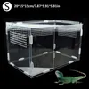 Transparent Reptile Animal Insect Pet Breathable Feeding Plastic Box Hamster Frog Snake Escape-Proof Cage Turtle Lizard Silkworm 240506