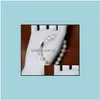 Bärade pärlsträngar armband smycken 8-9mm South Sea White Round Pearl Armband 7,5-8 tum 925 Sier Drop Delivery 2021 NQZUG DHXIJ