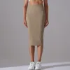 Kvinnors avslappnade höga midja midi kjol fast färg höft täcke kirttennis kjol atletiska skorts för kvinnor träning avslappnad