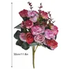 Fiori decorativi a 21 tappe Simulazione del bouquet rosa fiore di rosa festa di nozze da sposa decorazione floreale rosa rosa