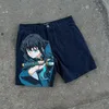 Japon Y2K Pantolon Grafik Baggy Denim Street Giyim Basketbol Şortları Erkek Kadın Harajuku Gotik Anime Erkekler Giyim 240513