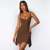 New Y2K High Waist Slim Fit V-Neck Spicy Girl Suspended Women's Sexy Wrapped Hip Knitted Dress F51431