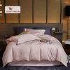 Beddengoed sets slowdream hoogwaardige set 100 tel pure katoenen roze luxe helathy dekbedovertrek gemonteerd plaat decor dubbele beddenverspreiding