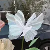 Decorative Flowers 50cm Silk Yarn Giant Gauze Fake Butterfly Artificial Mariage Decor Wedding Party Holiday Decoration Pography Props