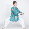 Abbigliamento etnico 2024 Cinese Tai Chi Martial Arts Clothes tradizionale Taijiquan Pratica con stampa floreale in lino di cotone Outdoor