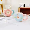 Mugs Ceramic Mug With Siphon Tube High Value High-grade Ins Creative Donut Water Cup Women Gift Wholesale