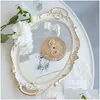 Dekorativa plattor norra Europa Plate Storage Tray Oval smycken Display Rotary Candy Decor Mirror Make Up Gift For Girl Drop Deliv Dhnnb