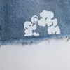 Męskie dżinsy High Street Denim Krótki mężczyźni Kobiety kwiat graffiti umyte szorty Vintage luźne proste spodnie
