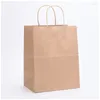 Present Wrap Custom Kraft Paper Bag Hand-Held Printing Logo Packaging Take-Out Lilac Shopping Brilliant Yellow