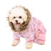 Dog Apparel Down Cold-proof Padded Puppy Clothes Four-legged Hooded Warm Thickening Wholesale Pet Winter