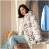 Women'S Fur Faux Womens Winter Leopard One-Piece Coat Long Suit Collar Imitation Mink Drop Delivery Apparel Clothing Outerwear Dhhtv