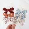 Accessoires de cheveux 3pcs / Set New Bow Baby Girl Clips Hair Clips Plaid Dot Fabric Bowknot Kids Hairpins Flower Barrets pour enfants Accessoires de cheveux