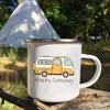 Mokken Camper Creative Coffee Mug Travel Tea Cup Custom Name Milk Wine Camping Email Handgemaakt handgreep Drinkware Personaliseerd cadeau