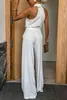 STYLISH LADY Elegant OL Rompers and Jumpsuits 2024 Summer Women Sleeveless Turn Down Collar Wide leg Party Solid Overalls