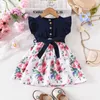 Sukienki dla dziewcząt dla dzieci 1-7 lat urodzin w stylu koreański Koreański Sute Rękaw Słodka kwiatowa bawełniana księżniczka Formalne sukienki OOTD dla niemowląt Girll2405