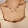 20pcs/lot Freshwater pearl titanium pendant necklace for Women natural stone panels handmade