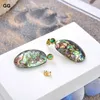 Pendientes colgantes G-G Natural Abalone Freeform Freeform Cubic Zirconia Pave Stud Vintage Vintage For Women