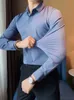 Мужские рубашки с длинными сленами для мужской рубашки с скрытыми пуговицами для деловых и профессиональных не гладких легких роскошной белой рубашки Y240514