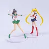 Actie speelgoed Figuren 5-Set Sailor Moon Anime Figuur Mizuno Ami Tsukino Usagi Hino Rei Aino Minako Actiefiguur Model Kawaii Doll Toys Gift Y240514