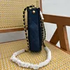 7A Designer Bag Denim Material with Bleached Finish and Gold-tone Hardware Women's Single Shoulder Bag with Chain