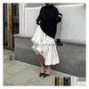 Юбки бежевый атлас для женщин Элегантная высокая талия офисная леди голеностопная юбка повседневная свободная одежда для женской одежды доставка одежда для женщин dhygx