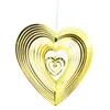 Decorative Figurines 3D Stereoscopic Rainbow Painted Love Heart Rotate Wind Chimes Spinning Sequin Streamer Bird Repellent Balcony Garden