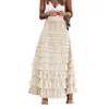 New French long elegant autumn temperament, solid color, high waisted mesh cake skirt, fluffy half skirt for women F51447