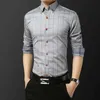 Erkekler Elbise Gömlek Yeni Koreli Versiyon Gömlek Erkek İnce Uygun İş Gündelik İş Ekose Gömlek Erkek Uzun Slved Moda Gömlek Y240514