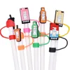 wholesale 15styles hot sell straws topper drink bottle style straw cover cap decoration dust plug fashion accessories gift