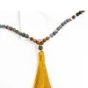 Collane di perline 8mm giallo naturale tigre occhio indiano albero di agata agata 108 japa mala collana meditazione yoga xizang set di gioielli d240514