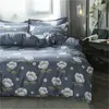 Bedding Sets 2024 Grey Flower Set 3/4pcs Pastoral Style Bed Linen Cover AB Green Beclothes Sheet Flat Side Duvet Pillowcase