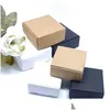 ギフトラップ50pcs mtifunction Kraft Paper Box Brown Cardboard Handmade Soap White Craft Diy Black Packaging Jewelry Drop Delivery Dhnkz
