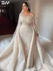 Романтическое свадебное платье длиной до полу Классическое орудистое свадебное платье с длинным рукава
