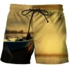 Stylowe spodnie plażowe wędkarstwo Rod 3D Ryby Summer