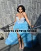 Party Dresses Light Sky Blue Prom 2024 för svarta flickor Tulle Pleat Formal Eccase Downs Sweetheart Wedding Dress Applices