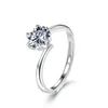 Clusterringen 925 Zilver verstelbaar datering met 1 diamant voor vrouwenhuwelijk belofte paar matching sieraden