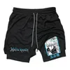 Anime Jujutsu Kaisen 2 em 1 shorts de compressão para homens Athletic Quick Dry Performance com bolsos Gym Workout Fitness 240506