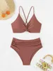 Dwody kąpielowe S - XL V Neck Cross Back Femil Swimsuit High Talle Bikini Kobiety Zestaw Bather Kąpiel Kąpiec Swim V5357